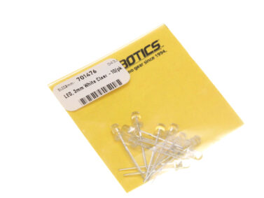 LED, 3mm White Clear - 10/pk