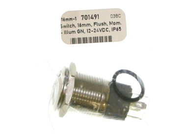 Switch, 16mm, Flush, Mom. - Illum GN, 12-24VDC, IP65