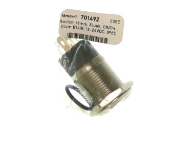 Switch, 16mm, Flush, Off/On - Illum BLUE, 12-24VDC, IP65