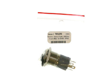 Switch, 16mm, Flush, Off/(On) - Illum RED, 12-24VDC, IP65