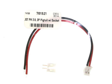 JST PH 2.0, 2P Pigtail wi Socket