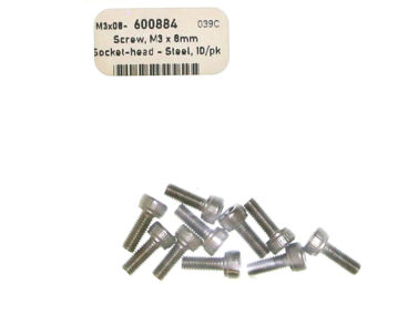 Screw, M3 x 8mm Socket-head - 10/pk