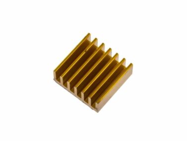 Gold Anodized Aluminum 14x14x6mm Heat Sink with Adhesive