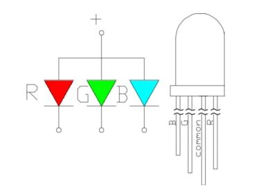 8mm RGB Common anode LED, clear body