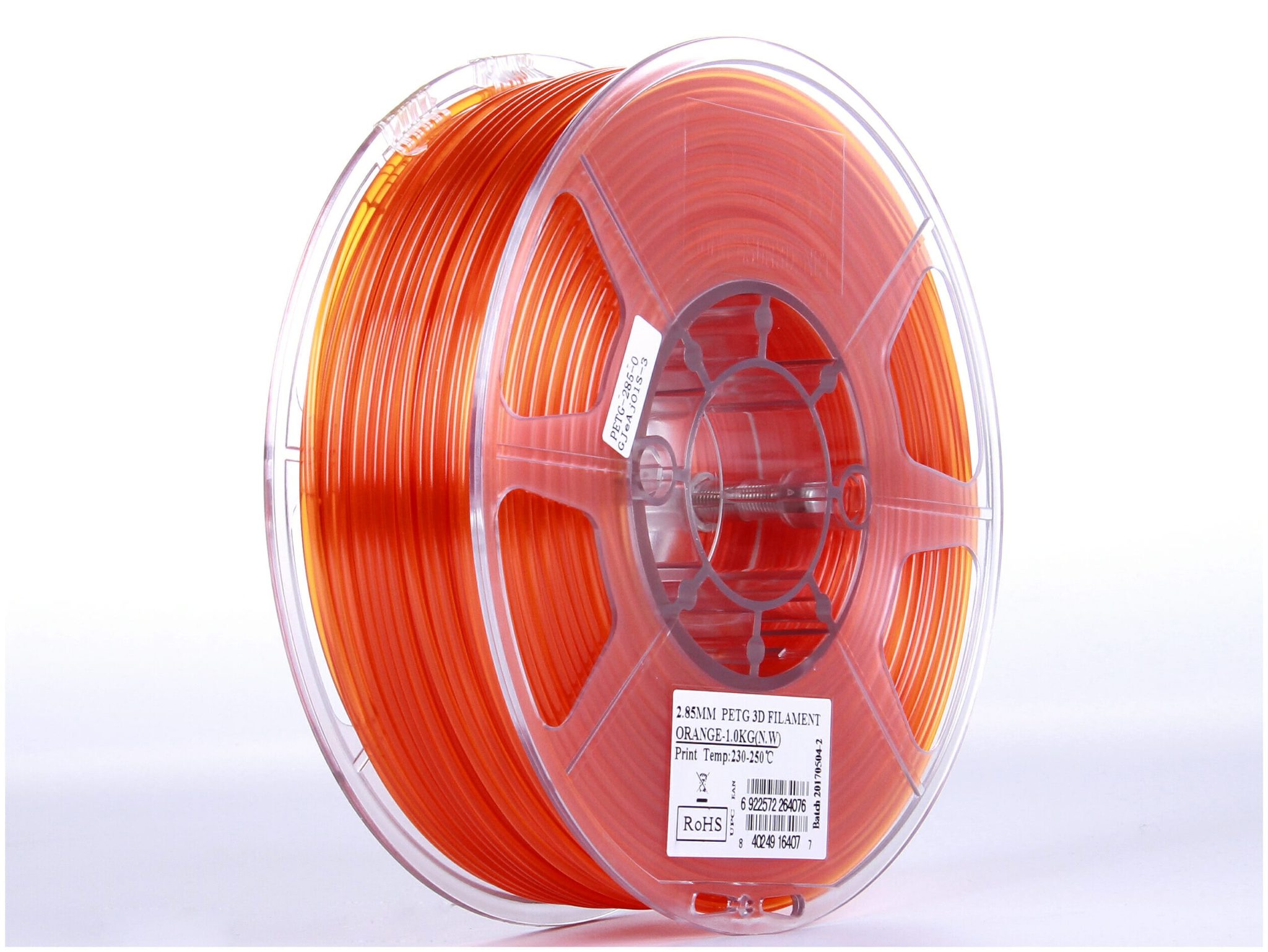 eSun 1.75mm PETG Translucent Orange Filament - 1kg Spool