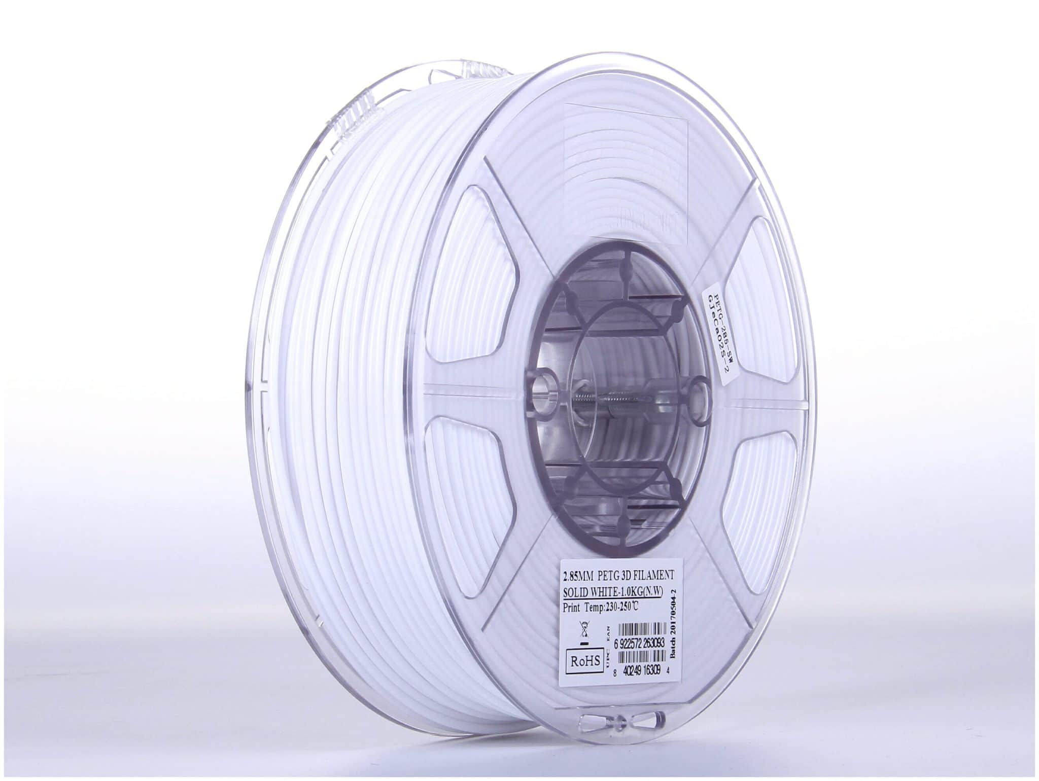 eSun 1.75mm PETG Solid White Filament - 1kg Spool - Solarbotics Ltd.